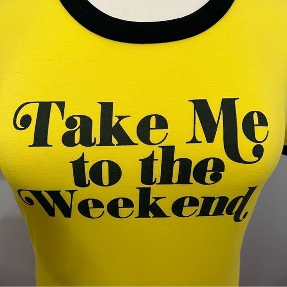 Lularoe "Take me to the Weekend" Yellow/Black T-shirt -- L - Picture 7 of 11